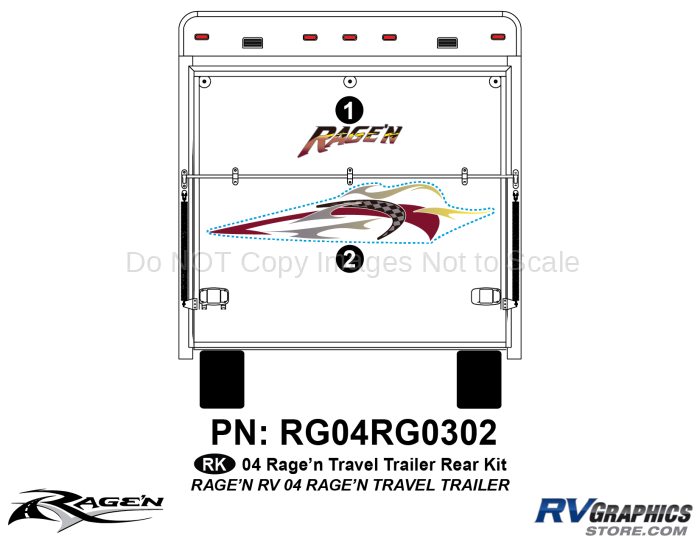 2 Piece 2004 Ragen RV Rear Graphics Kit
