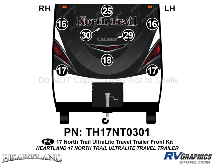 8 Piece 2017 North Trail Travel Trailer Front Graphics Kit