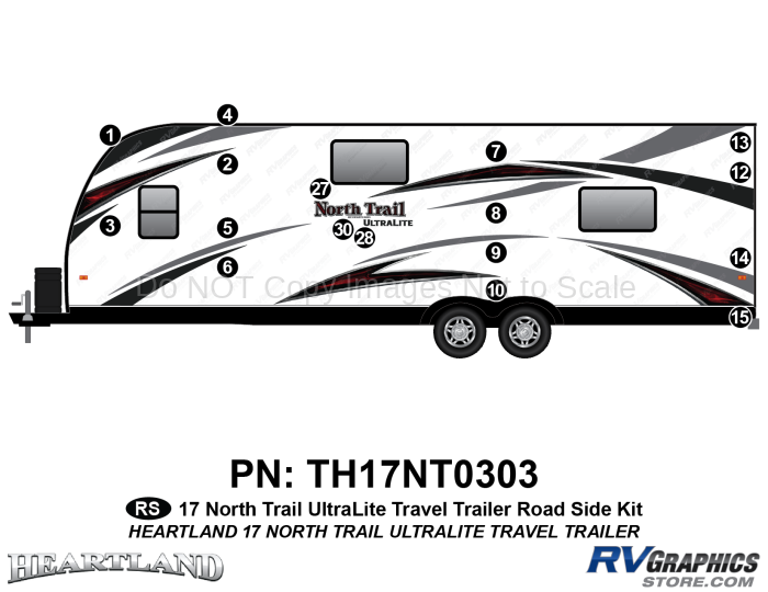 17 Piece 2017 North Trail Travel Trailer Roadside Graphics Kit