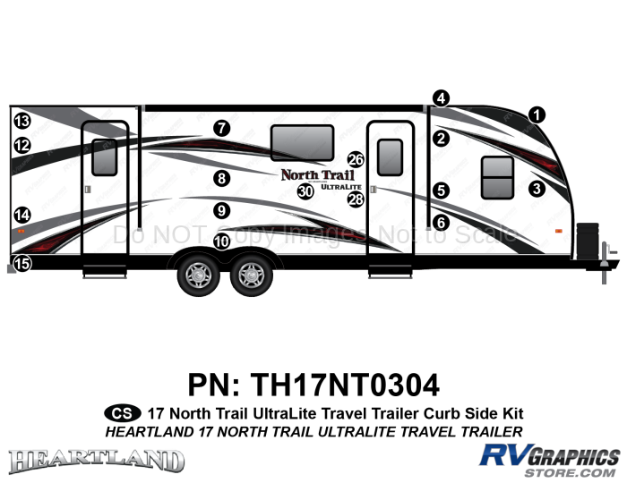 17 Piece 2017 North Trail Travel Trailer Curbside Graphics Kit