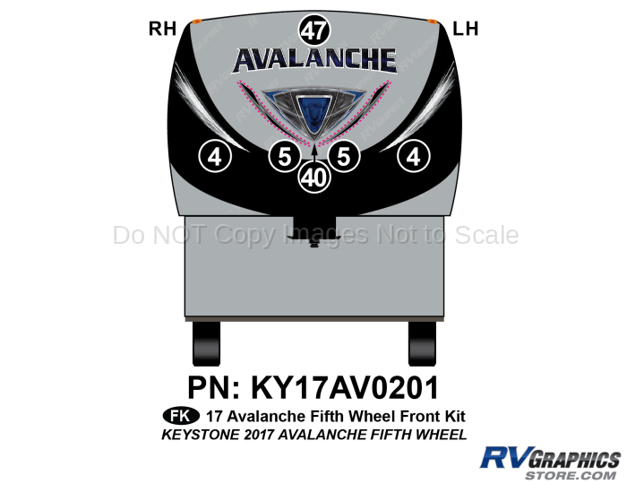 6 Piece 2017 Avalanche Fifth Wheel Front Graphics Kit