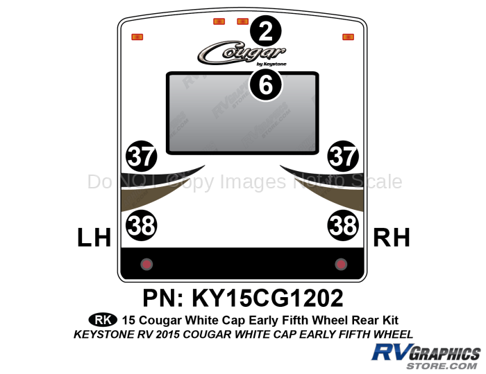 6 Piece 2014 Cougar Early Edition White Cap Fifth Wheel Rear Graphics Kit