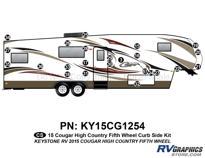 24 Piece 2014 Cougar Hi Country Fifth Wheel Complete Graphics Kit