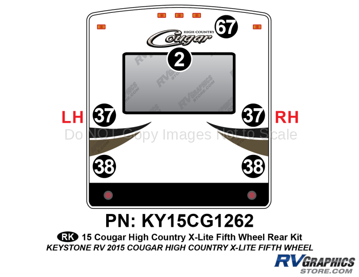 6 piece 2015 Cougar High Country X-Lite Fifth Wheel Rear Graphics Kit