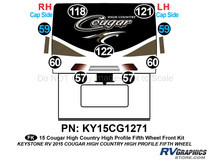 9 Piece 2014 Cougar High Country Hi Profile Fifth Wheel Front Graphics Kit