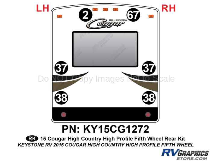 6 Piece 2014 Cougar High Country Hi Profile Fifth Wheel Rear Graphics Kit