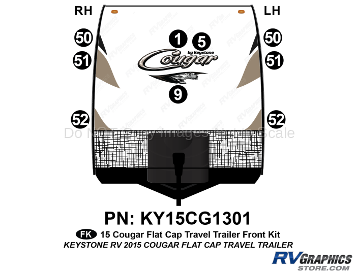 9 Piece 2014 Cougar Flat Cap Half Ton Travel Trailer Front Graphics Kit