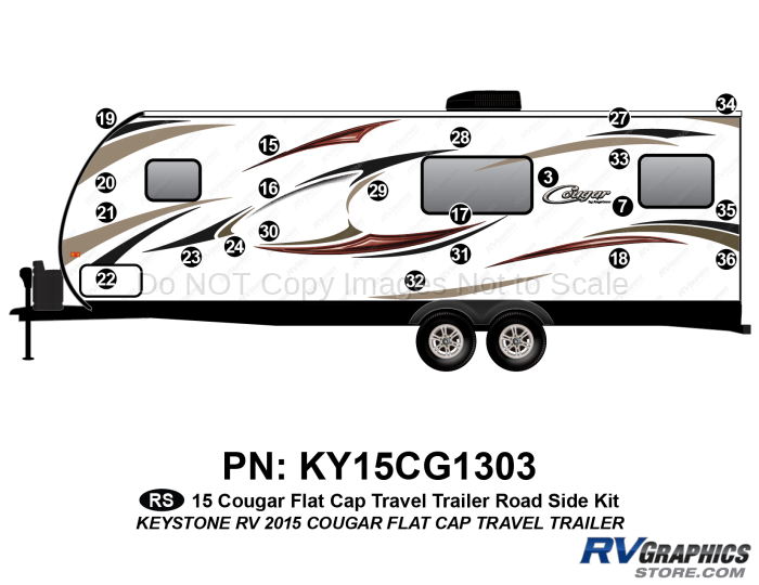 22 Piece 2014 Cougar Flat Cap Half Ton Travel Trailer Roadside Graphics Kit