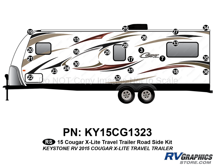 24 Piece 2014 Cougar X-Lite Travel Trailer Roadside Graphics Kit
