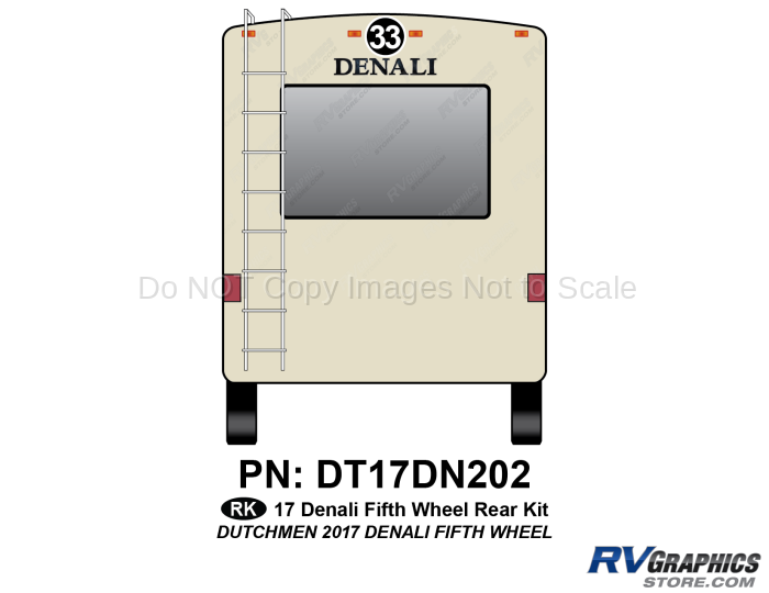 1 Piece 2017 Denali Fifth Wheel Rear Graphics Kit