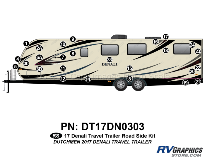 26 Piece 2017 Denali Fifth Wheel Roadside Graphics Kit