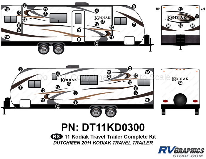 42 Piece 2011 Kodiak Travel Trailer Complete Graphics Kit