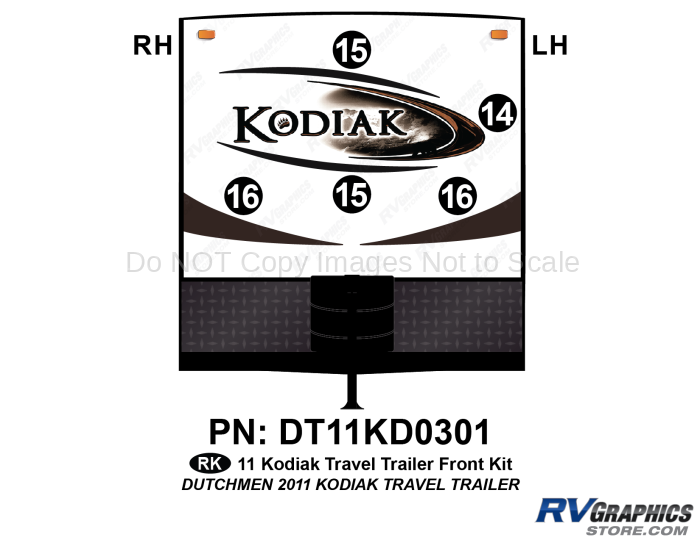 5 Piece 2011 Kodiak Travel Trailer Front Graphics Kit