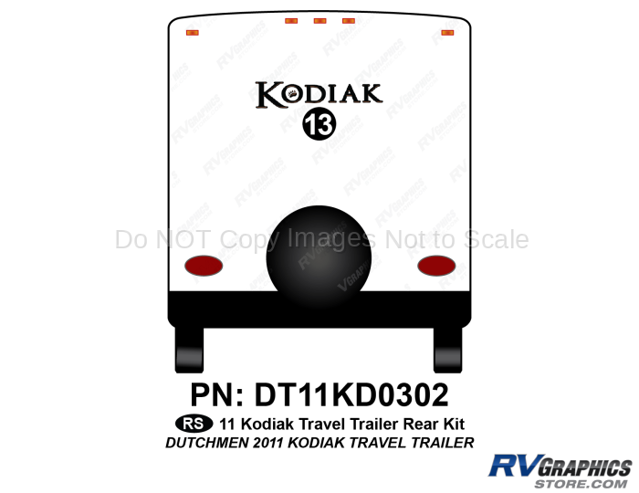 1 Piece 2011 Kodiak Travel Trailer Rear Graphics Kit