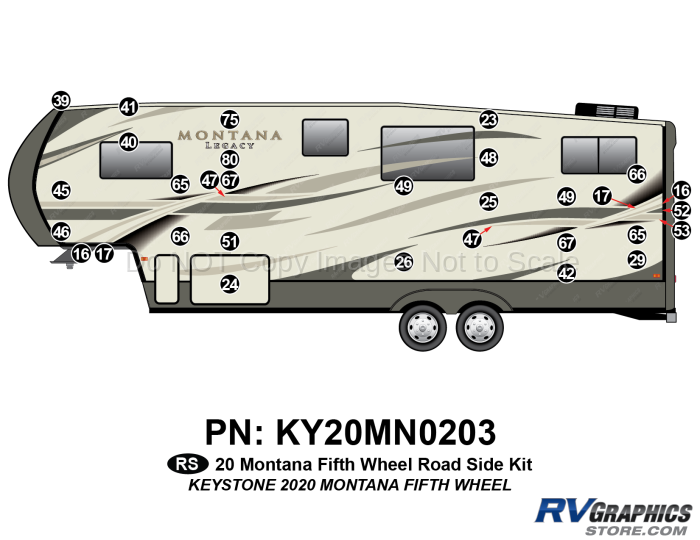 31 Piece 2020 Montana Fifth Wheel Roadside Graphics Kit