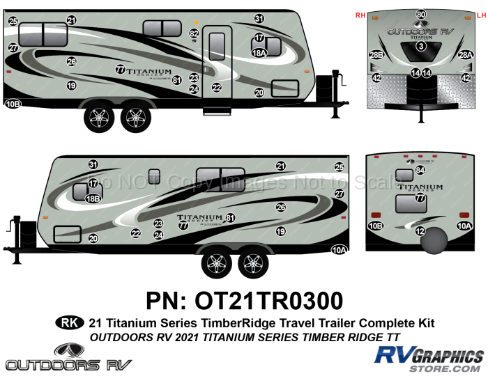 44 Piece 2020 Titanium Series Travel Trailer Complete Graphics Kit