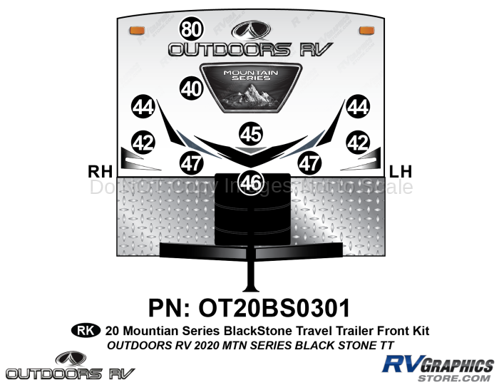 10 Piece 2020 Mountain Series Blackstone Travel Trailer Front Graphics Kit