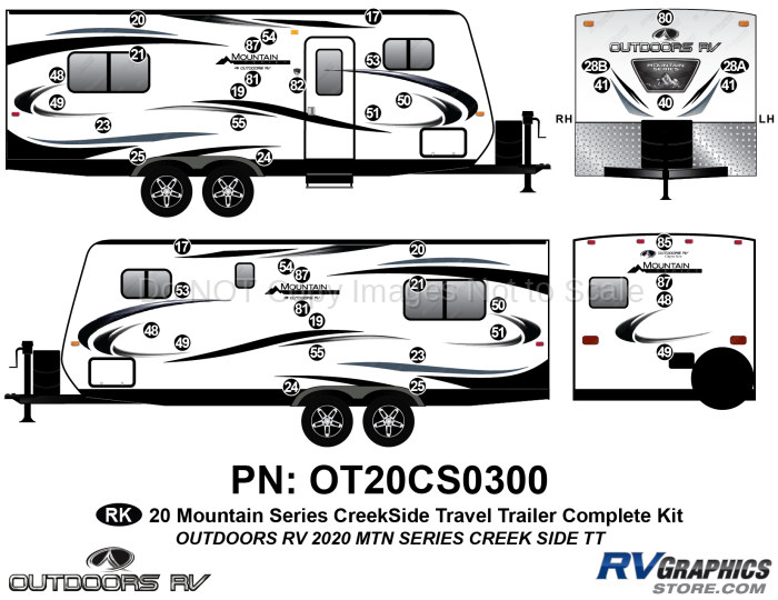 43 Piece 2020 Mountain Series Creekside Travel Trailer Complete Graphics Kit