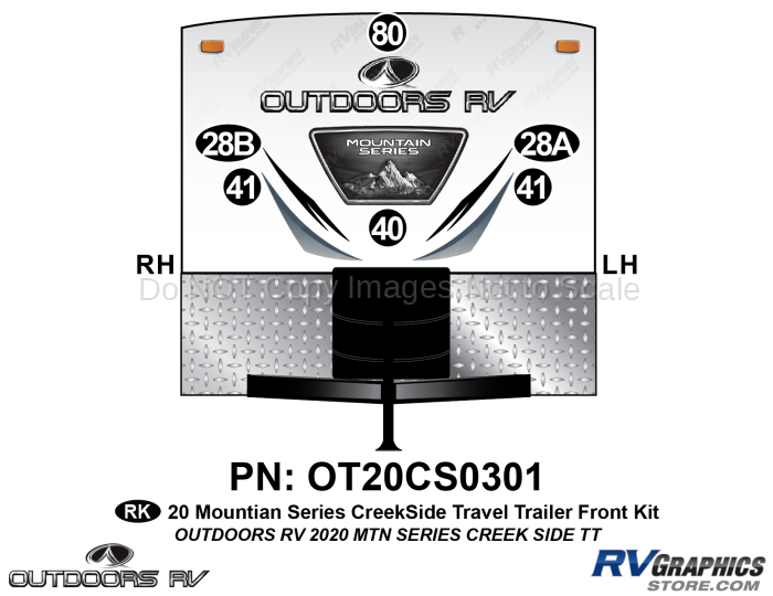 6 Piece 2020 Mountain Series Creekside Travel Trailer Front Graphics Kit