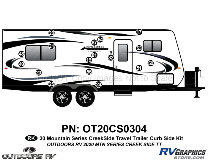17 Piece 2020 Mountain Series Creekside Travel Trailer Curbside Graphics Kit