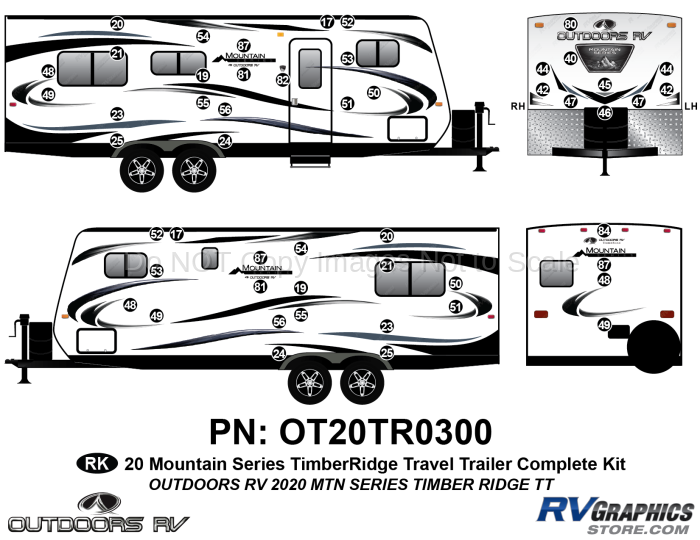 51 Piece 2020 Mountain Series Timber Ridge Travel Trailer Complete Graphics Kit