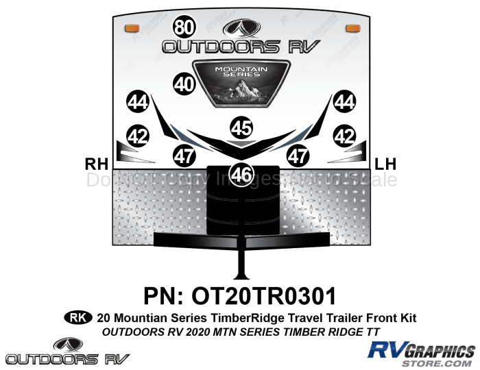 10 Piece 2020 Mountain Series Timber Ridge Travel Trailer Front Graphics Kit