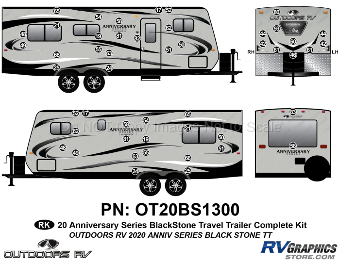 49 Piece 2020 Anniversary Series Blackstone Travel Trailer Complete Graphics Kit