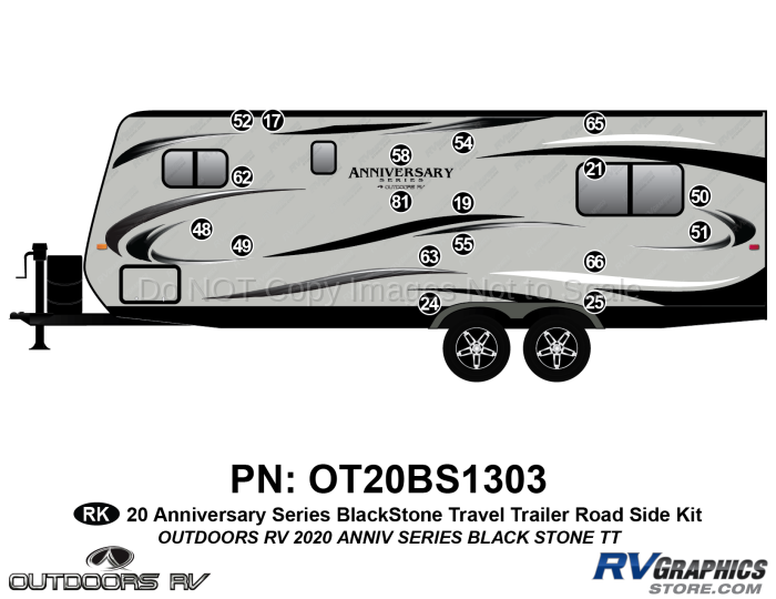 18 Piece 2020 Anniversary Series Blackstone Travel Trailer Roadside Graphics Kit