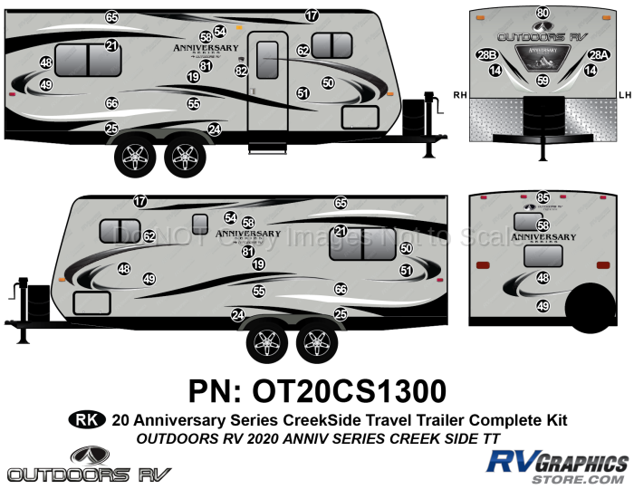 43 Piece 2020 Anniversary Series Creekside Travel Trailer Complete Graphics Kit