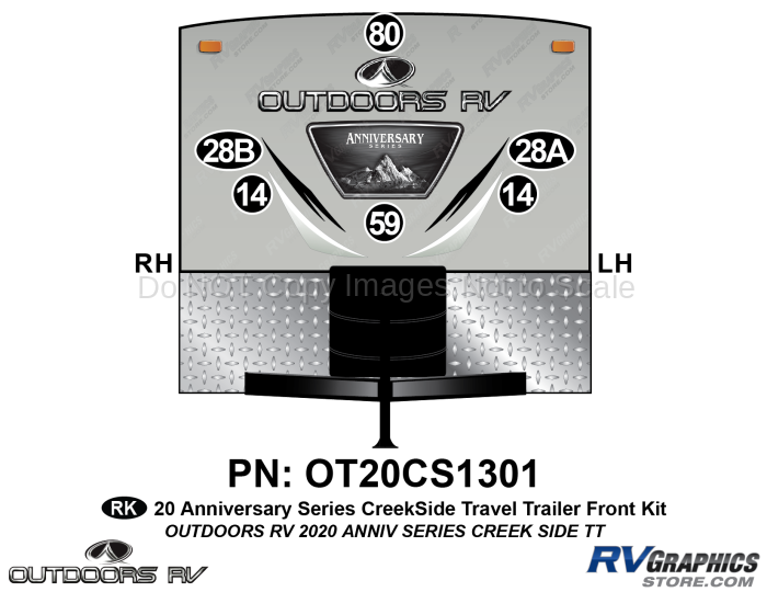 6 Piece 2020 Anniversary Series Creekside Travel Trailer Front Graphics Kit
