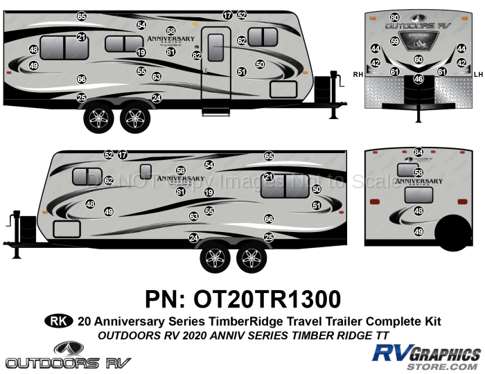 51 Piece 2020 Anniversary Series Timber Ridge Travel Trailer Complete Graphics Kit