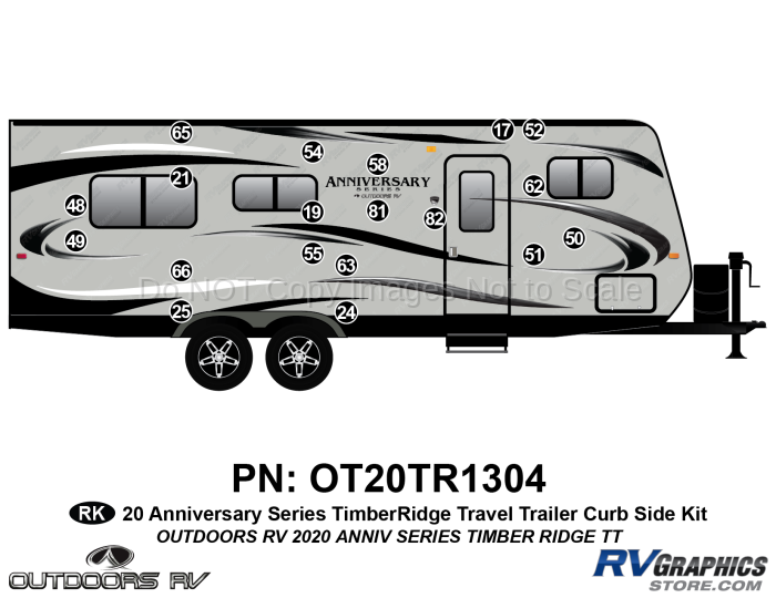 19 Piece 2020 Anniversary Series Timber Ridge Travel Trailer Curbside Graphics Kit