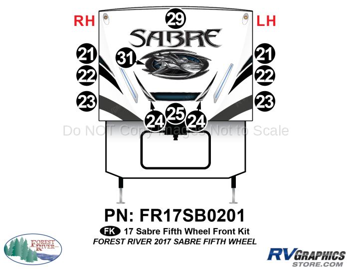 11 Piece 2017 Sabre Fifth Wheel Front RV Graphics Kit