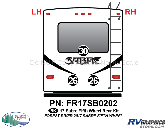 3 Piece 2017 Sabre Fifth Wheel Rear RV Graphics Kit