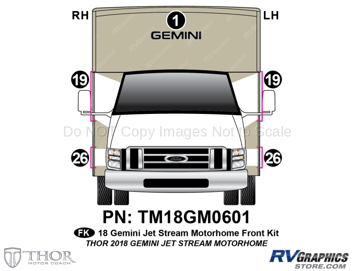 5 Piece 2018 Gemini Motorhome Front Graphics Kit-Neutral Version