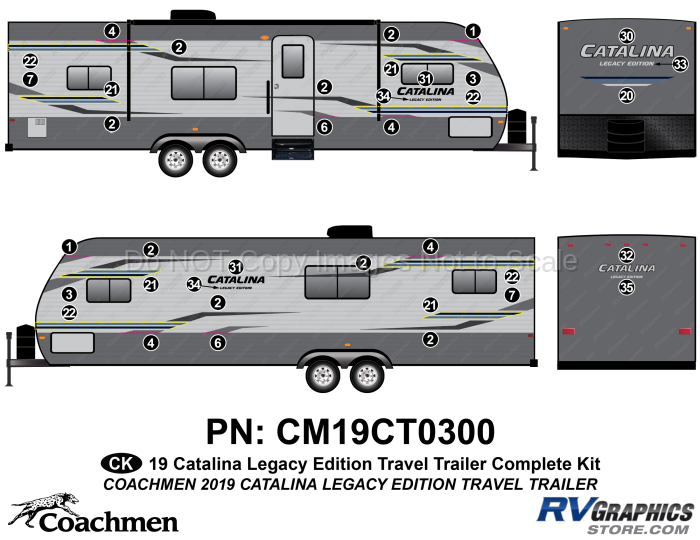 37 Piece 2019 Catalina Travel Trailer Complete Graphics Kit