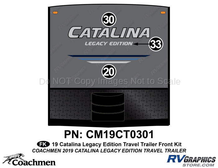 3 Piece 2019 Catalina Travel Trailer Front Graphics Kit