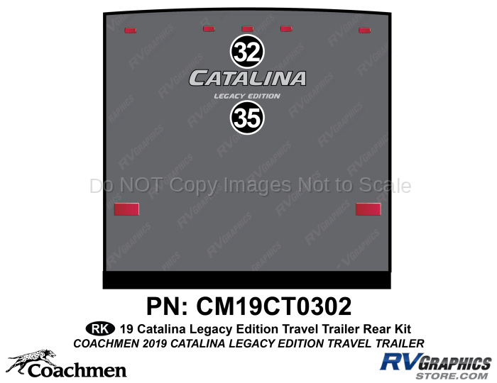 2 Piece 2019 Catalina Travel Trailer Rear Graphics Kit