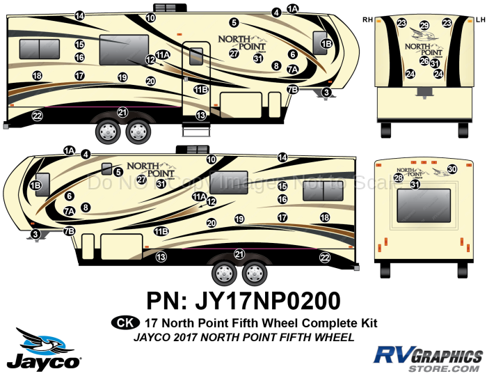 60 Piece 2017 North Point Fifth Wheel Complete Graphics Kit