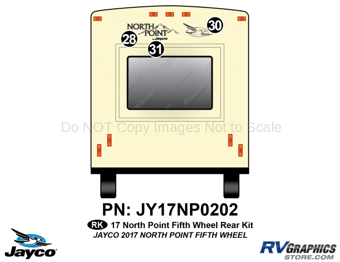 3 Piece 2017 North Point Fifth Wheel Rear Graphics Kit