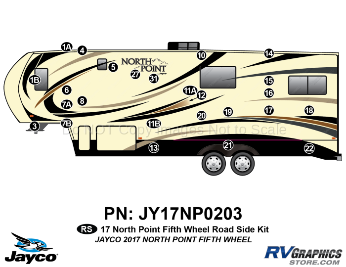 25 Piece 2017 North Point Fifth Wheel Roadside Graphics Kit