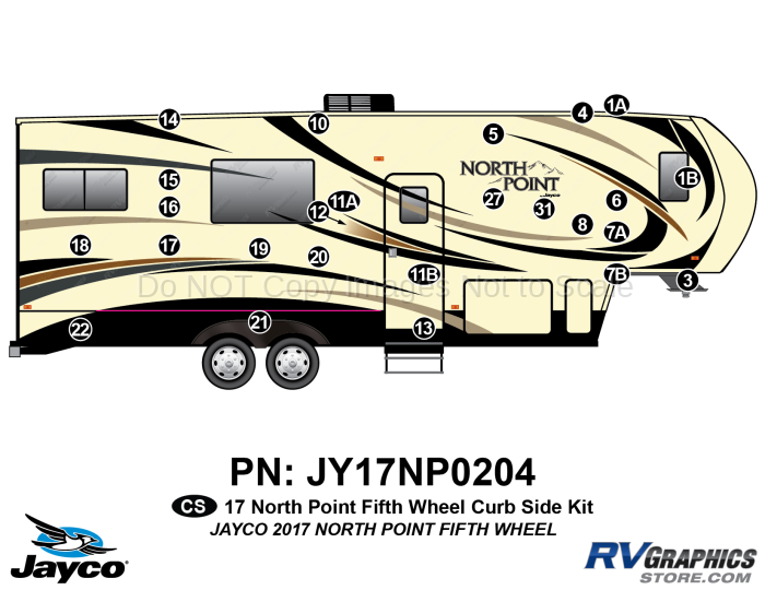 25 Piece 2017 North Point Fifth Wheel Curbside Graphics Kit
