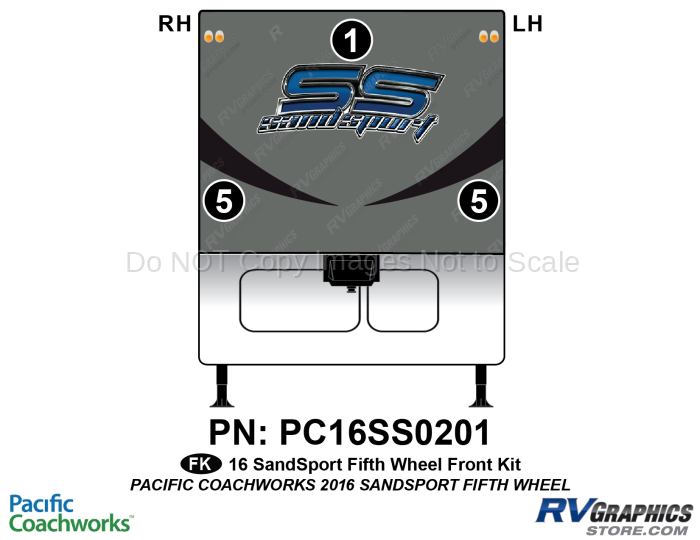 3 Piece 2016 Sandsport Fifth Wheel Front Graphics Kit