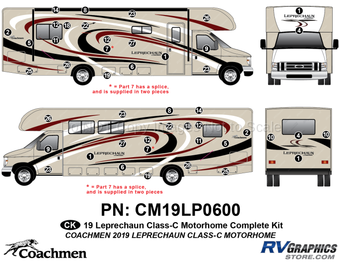 46 Piece 2019 Leprechaun Motorhome Complete Graphics Kit