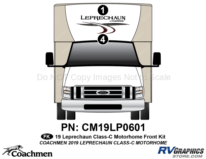 2 Piece 2019 Leprechaun Motorhome Front Graphics Kit