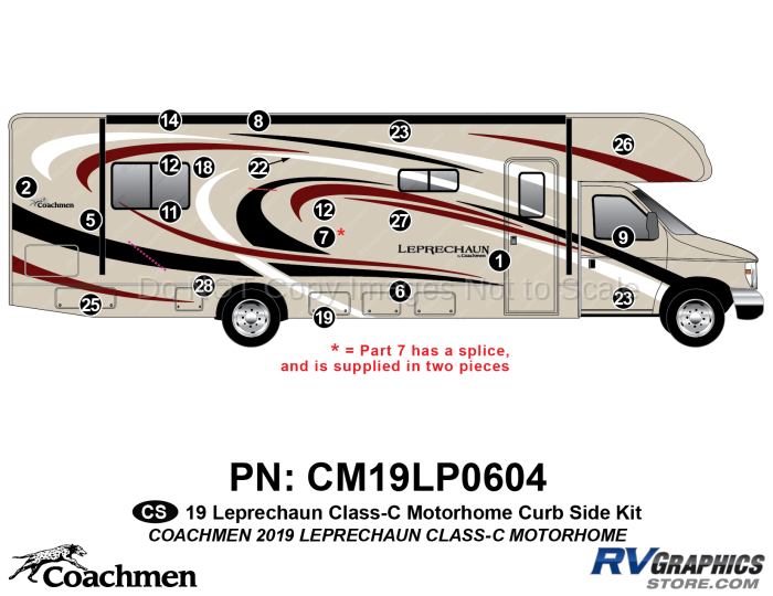 20 Piece 2019 Leprechaun Motorhome Curbside Graphics Kit