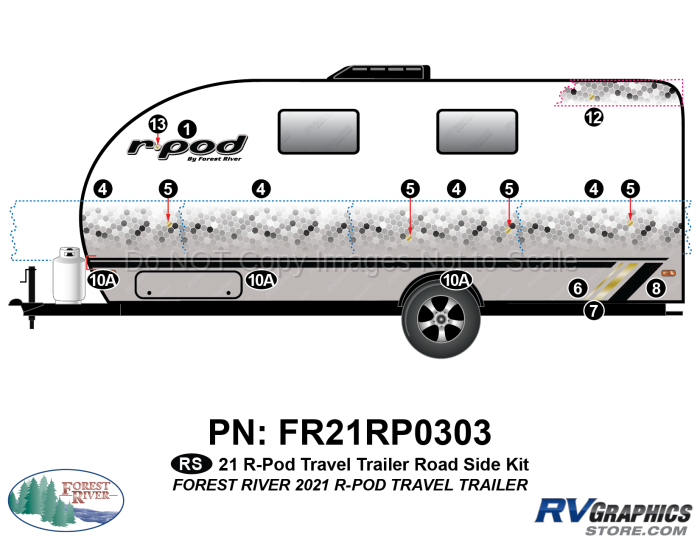 16 Piece 2021 R-POD Travel Trailer Roadside Graphics Kit