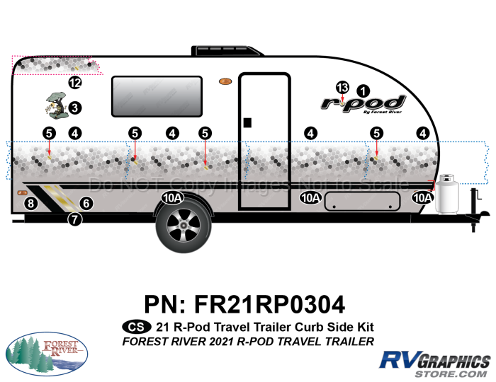 17 Piece 2021 R-POD Travel Trailer Curbside Graphics Kit