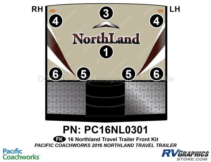 8 Piece 2016 NorthLand Travel Trailer Front Graphics Kit