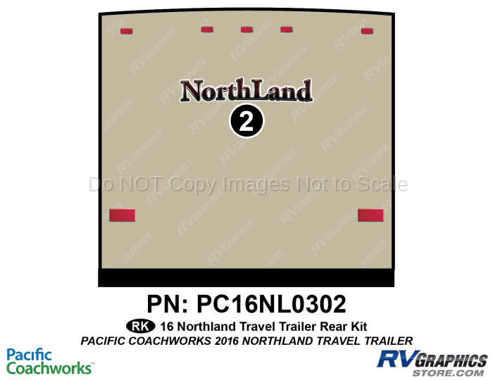 1 Piece 2016 NorthLand Travel Trailer Rear Graphics Kit